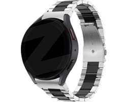 Bandz stalen band 'Classic' geschikt voor Galaxy Watch 7 (40 & 44mm) / Watch 6 (Classic) / 5 40mm & 44mm / Watch 5 Pro / 4 & Watch 4 Classic / Watch FE - metalen smartwatch bandje - Incl.horloge inkorter - zilver/zwart