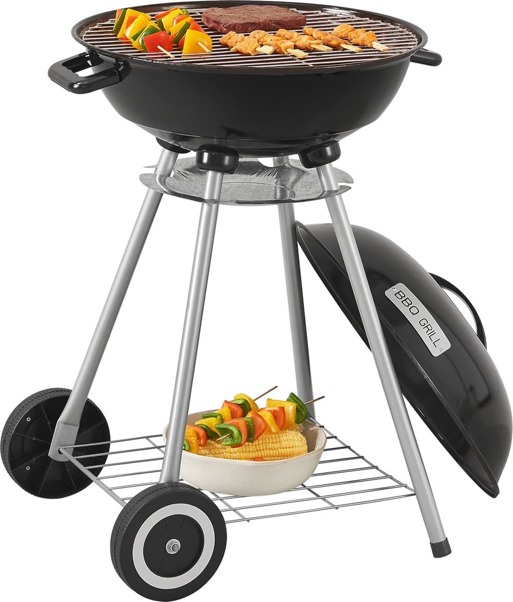 Houtskool BBQ Apricena rond met deksel 80x49x47 cm zwart casa.pro — afbeelding 1