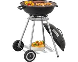Houtskool BBQ Apricena rond met deksel 80x49x47 cm zwart casa.pro