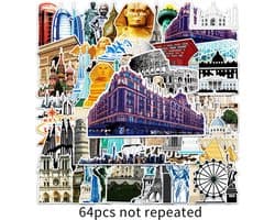 Reizen Stickers - Wereldoriëntatie punt Stickers 60 Stuks - Koffersticker - Luxe Stickers - Skateboard Stikers - Laptop Stickers - Stickers Kinderen - Stickers Volwassenen - Stickervellen - Plakstickers - Stickers Koffers - Bullet Journal