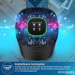 Erikssøn Luchtreiniger Elite - Zwart - 240 m3/u - Vermindert Stof En Pollen - Hepa 14 Filter - Instelbare Ionisator - Air Purifier - Extra stil in slaapmode - Clean Air — thumbnail 7