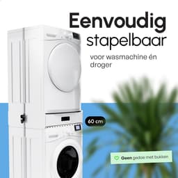 Bodo® - Stapelkit & Anti trillingsmat voor Wasmachine en Droger - Tussenstuk met Uitschuifbare Opberglade - Wit — thumbnail 17