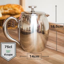 VeoHome RVS Franse Pers - 0.75 Liter - Compact, Dubbelwandig & Milieuvriendelijk Koffiegenot — thumbnail 3