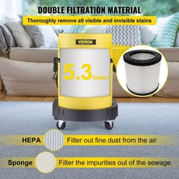 Mercadome® Waterstofzuiger - Waterzuiger - Water Stofzuiger - Stofzuiger - Tapijtreiniger - 4 in 1 functie - 20L - Incl. 5 borstels -45x39x59cm — thumbnail 2