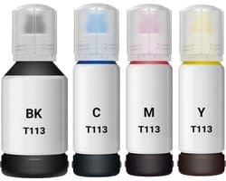 Inkt Geschikt voor Epson EcoTank 113 | Multipack van 4x Inktpatronen - Geschikt voor EcoTank Printer ET-5150, ET-5185, ET-5800, ET-5850, ET-5880, ET-16600, ET-16650