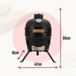 LIVIN' Kamado 13 Inch - Kamadobarbecues - Houtskoolbarbecues - Keramisch - Inclusief onderstel - Hoge Kwaliteit Keramiek - Inclusief Thermometer - Zwart - Ø 28cm — thumbnail 4