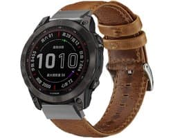 Leren bandje leer geschikt voor Garmin Fenix 5 - Plus & Sapphire - Fenix 6 - Pro & Sapphire - Garmin Fenix 7 - Solar & Sapphire Garmin Epix Gen 2 - Quickfit 22 / 22mm band voor Garmin smartwatches - Horlogebandje - Polsband - bruin