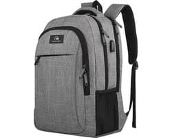 Travelhawk Rugzak - 28L - 15.6 Inch - Grijs - Laptop Rugzak - Heren & Dames - Waterafstotend - Met USB Oplaadpoort