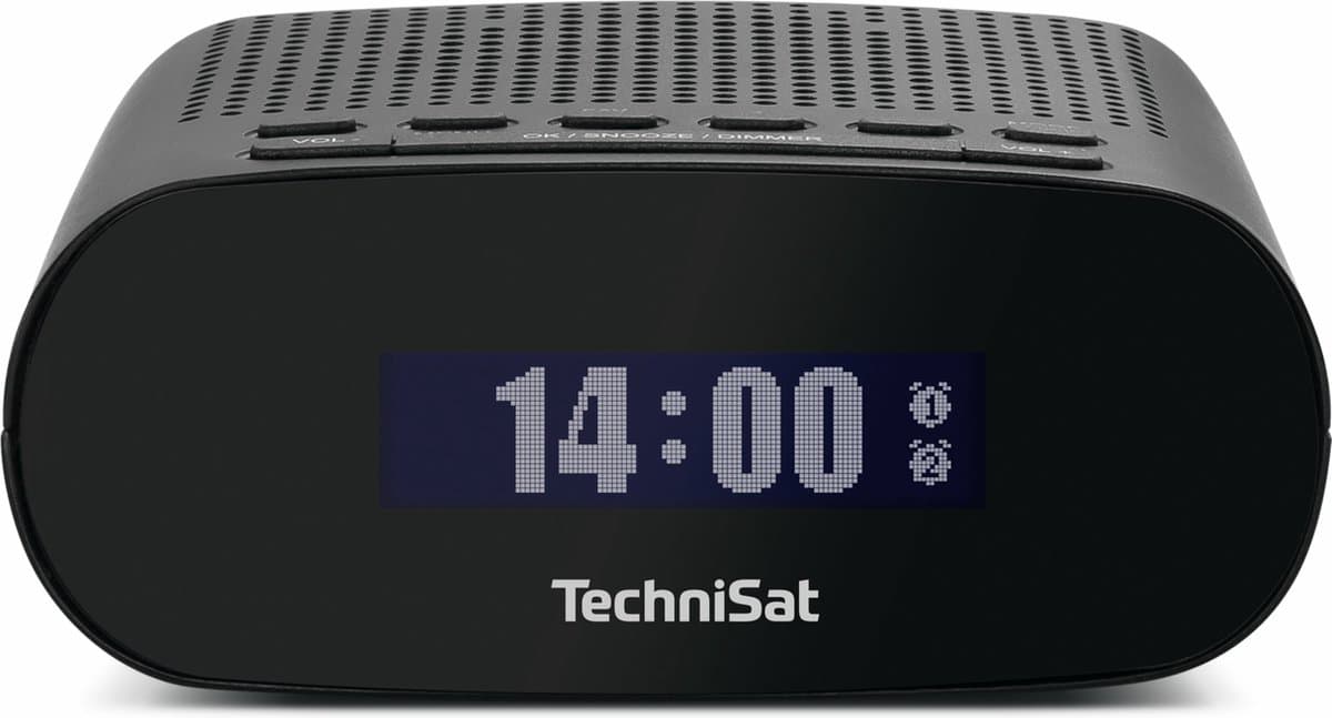 TechniSat TECHNIRADIO 50 - Compacte wekkerradio (DAB+, FM-wekker met groot LCD-display, dubbel alarm, hoofdtelefoonaansluiting, 1 watt, USB-voeding) zwart — afbeelding 1