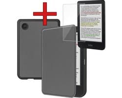 Hoes Geschikt voor Kobo Clara Colour - Met Screenprotector - Luxe E-reader Bescherm Case - Hoesje Book Cover - Grijs