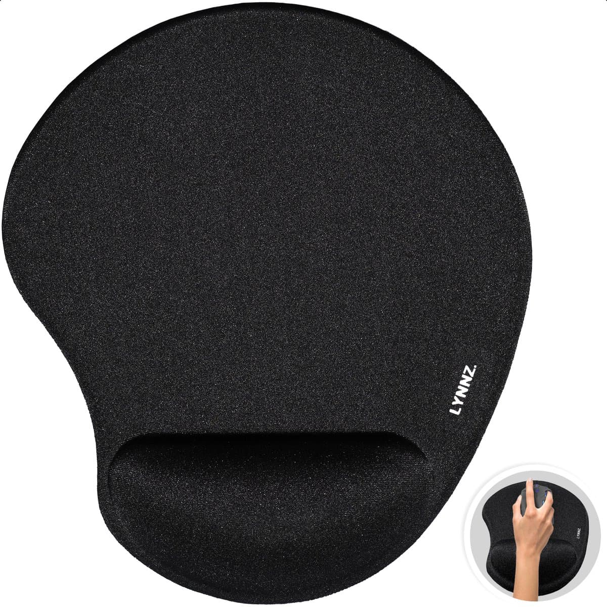 Lynnz® Muismat met polssteun ergonomisch zwart | gel - anti RSI - ergonomische muismat - muis - muismatten - rechtshandig - gaming - kantoor — afbeelding 1