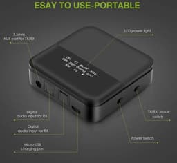 Bluetoolz® | BT-B 20 CE | Geen tot zeer geringe vertraging | High Res Audio Bluetooth 5.0 zender en ontvanger - met aptX-HD - Qualcomm CSR8675 MkII - Receiver Transmitter - 3.5MM Aux - optical in - optical uit - Bluetooth Adapter - Bluetooth via Aux — thumbnail 2