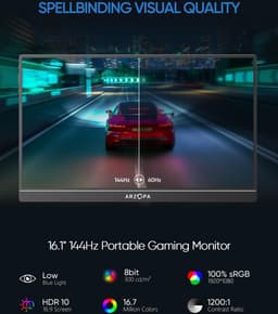 Arzopa A1 Game Z1FC - Portable Gaming Monitor - Ingebouwde Kickstand - 144hz - 16.1 inch — thumbnail 3
