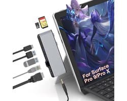 Surface Pro 9 Dockingstation met HDMI, USB, Ethernet, SD/TF-kaartsleuven - Accessoires voor Surface Pro 9 - Multifunctionele Hub met 7 Poorten