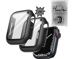 Huntex Screenprotector Geschikt voor Apple Watch 7 / 8 / 9 45mm - 2 Stuks - Zwart