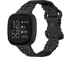 Strap-it Smartwatch bandje - siliconen bandje met patroon - geschikt voor Fitbit Versa 3 / Versa 4 / Sense / Sense 2 - zwart