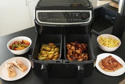 Gastronoma Dubbele Heteluchtfriteuse XL - 9L - 2 manden - 2400W Airfryer - 18290003 - Zwart — thumbnail 6