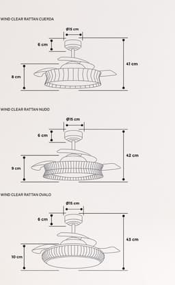 CREATE - Plafondventilator met Stil Licht 40W Ø107 cm - Rieten Afwerking - WIND CLEAR RATTAN — thumbnail 5