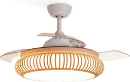 CREATE - Plafondventilator 40W stil Ø107cm intrekbare messen met ledlicht van 36W - Koel tot -6ºC - Programmeerbaar - Rieten Afwerking - WIND CLEAR RATTAN — thumbnail 5