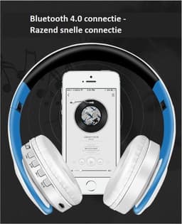 DrPhone Draadloze Bluetooth 5.0 Koptelefoon met 4 functies - SD kaart - FM - AUX - Handsfree Met Microfoon & Diepe Bass - Wit/Goud — thumbnail 4