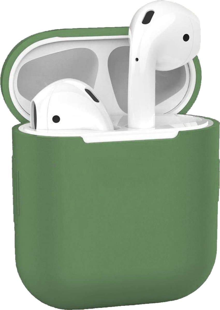 AirPods Hoesje voor Apple AirPods 1 & 2 – Legergroen - Siliconen Beschermende Case — afbeelding 1