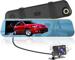 TechU™ Dashcam Voor en Achter Camera – M30 Zwart – Dashboardcamera – 4.3” Scherm & 12” Spiegel – G-sensor – Bewegingssensor – Loop recording – Nachtvisie – 150° Wijdhoeklens – Incl. Achteruitrijcamera - voor auto — thumbnail 1