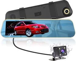 TechU™ Dashcam Voor en Achter Camera – M30 Zwart – Dashboardcamera – 4.3” Scherm & 12” Spiegel – G-sensor – Bewegingssensor – Loop recording – Nachtvisie – 150° Wijdhoeklens – Incl. Achteruitrijcamera - voor auto