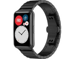 Strap-it Metalen smartwatch bandje - geschikt voor Huawei Watch Fit / Huawei Watch Fit New - zwart