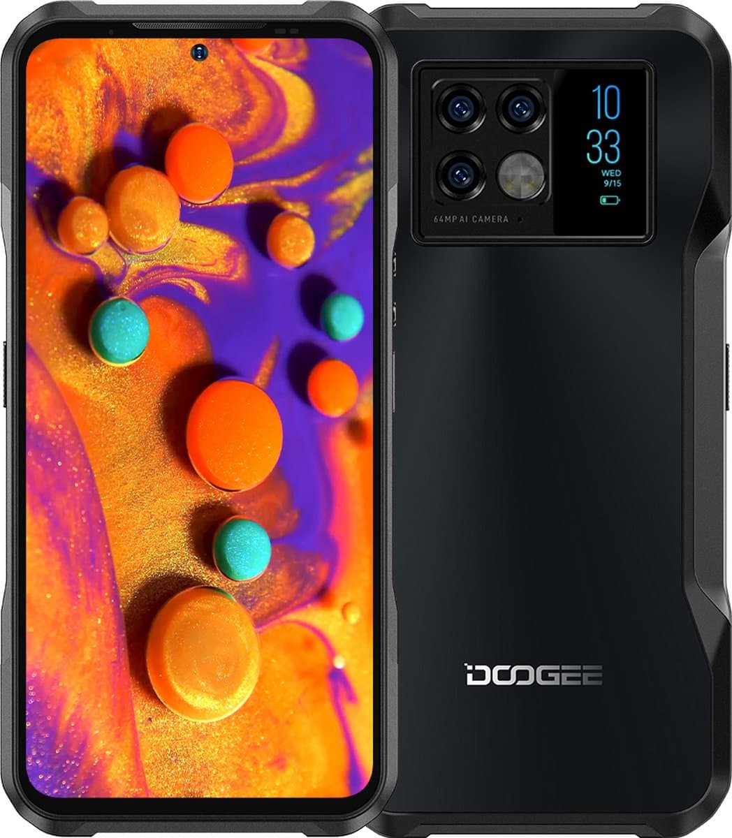 Doogee V20 16,3 cm (6.43") Dual SIM Android 11 5G USB Type-C 8 GB 256 GB 6000 mAh Zwart — afbeelding 1