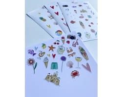 Bullet journal stickers - 88 zomer contour stickers - stickers volwassenen - Bullet journal accesoires - scrapbook stickers -stickervellen - bullet journal producten - cadeau - Laptop stickers - Vakantie stickers