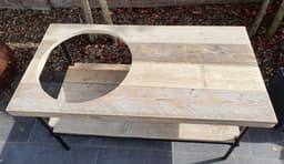 Buitenkeuken Kamado | 140x70cm | Gat 58cm | Zwart Staal en Hout | BBQ Tafel | Barbecue | Big Green Egg — thumbnail 3