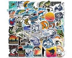 Fishing Stickers - Sportvissen - set 50 stuks - Laptop Stickers - Stickervellen