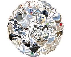 Halloween Stickers voor Volwassenen - Zilver/Zwart - voor Skate, Laptop, Muur, Feestje etc.