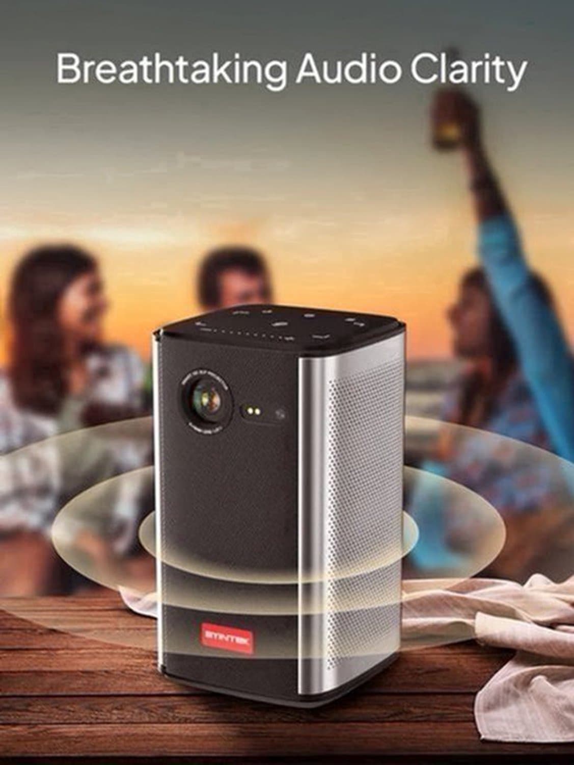 Byintek - P70 - Beamer - Projector Beamer - Mini Meamer - 960x540dpi - 20W - DLP Automatische focus - met WiFi - 300 ANSI Lumens - Zwart — afbeelding 1