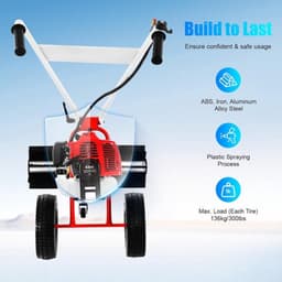 Benzine Veegmachine - Motorbezem - Opritten Reinigen - 60 cm Werkbreedte - 43 CC - Rood — thumbnail 2