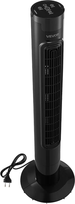 VEVOR 50W Torenventilator, 985 mm Kolomventilator met 3 Snelheden, 3 Standen, 7,5 Uur Timer, 50° Zwenkfunctie met Afstandsbediening, Stille Staande Ventilator voor Slaapkamer en Kantoor, Zwart — thumbnail 2