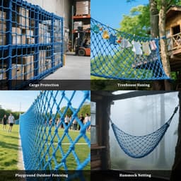 Klimnet Polyester Speeltuin Klimrek Voor Kinderen Buitenspeeltuin Veiligheidsbescherming, Boomhut, Touwladder, Schommelset, Jungle Gyms Hindernisbaan(Size:152*304cm(5*10ft),Color:blauw) — thumbnail 2
