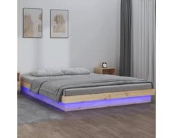 Bedframe met led, 120 x 190 cm, 4FT Small Double van massief hout, moderne bedframe, bedframe voor slaapkamer (SPU:820007)