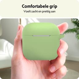 Hoesje Geschikt voor Apple AirPods 5 - Siliconen Hoes met Clip - Silicone Case Cover - Groen — thumbnail 4