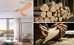 DESMIU Plafondventilator – 132 Cm Met Afstandsbediening – Hout en Metaal – Wit en Naturel – Zonder Verlichting Met Geheugenfunctie — thumbnail 3