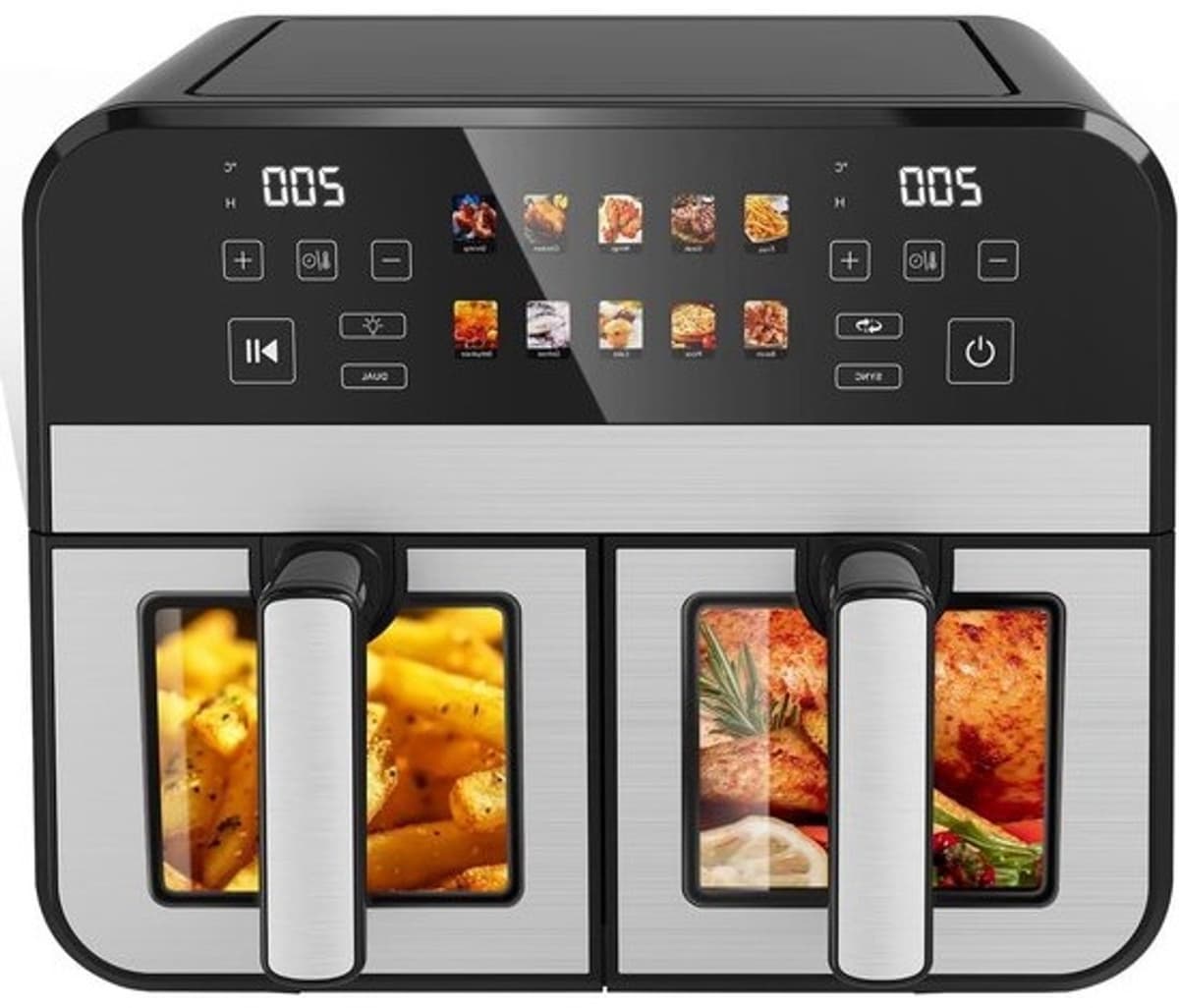 Heteluchtfriteuse - airfryer - voor gezond koken - met dubbele lade - 10 liter - zwart — afbeelding 1
