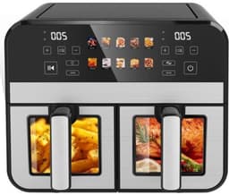 Heteluchtfriteuse - airfryer - voor gezond koken - met dubbele lade - 10 liter - zwart — thumbnail 1