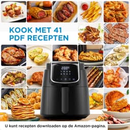 Airfryer – 4 Liter – 1500 W – LED-Touchscreen – 8 Kookprogramma’s – 35 tot 200 °C – Vaatwasserbestendig – Schudherinnering – Zwart — thumbnail 4