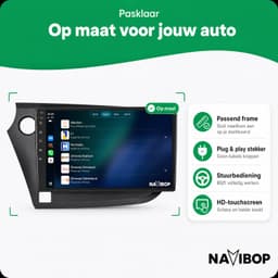 Navibop Autoradio geschikt voor Honda Insight - Draadloos Apple CarPlay & Android Auto - 9 inch touchscreen - Android 15 - 2GB/64GB - Navigatie - Bluetooth - DAB+ ready - 2 din — thumbnail 4