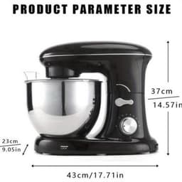 Keukenmixer – Mengmachine – Bakmixer – Deegkneder – Standmixer – 1400W Krachtige Motor – 4,5 Liter RVS Mengkom – Zwart — thumbnail 2