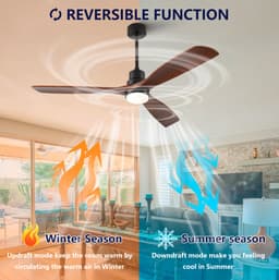 Plafondventilator Met Verlichting 60 Inch – 3 Bladen – Dimbare Led Met 3 Kleurtemperaturen – Massief Hout – Walnoot Zwart – Afstandsbediening — thumbnail 5