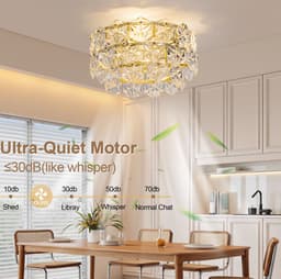 Ventilator Met Appbediening – 19 Inch – Metaal En Glas – Goud – Plafondventilator Met Verlichting En Omkeerfunctie — thumbnail 5