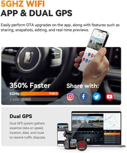 VANTRUE Element 1 Pro 4K Mini Dash Cam Voorkant, STARVIS 2 Plate Pix™ HDR Nachtzicht Autocamera, 5G WiFi GPS, 1,54'' scherm, LTE,Spraakbesturing, 24H Gebufferde Parkeermodus【Gratis bij aankoop: 40mm CPL-filter*2 +VP05 Hardwire Kit +Afstandsbediening】 — thumbnail 5