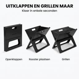 Barbecue - Opvouwbare Houtskool BBQ - Draagbaar en Compact - Camping Barbecue voor Tuin en Picknick — thumbnail 5