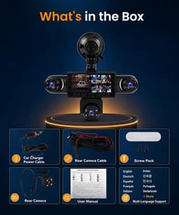 360° Dashcam voor Auto, 5 Camera's 1080P met 3-inch Scherm, voor-, achter-, binnen- en zijcamera's, Loop-opname, Nachtzicht, Bewegingsdetectie, 24-uurs Parkeermodus en Achteruitrijhulp — thumbnail 4